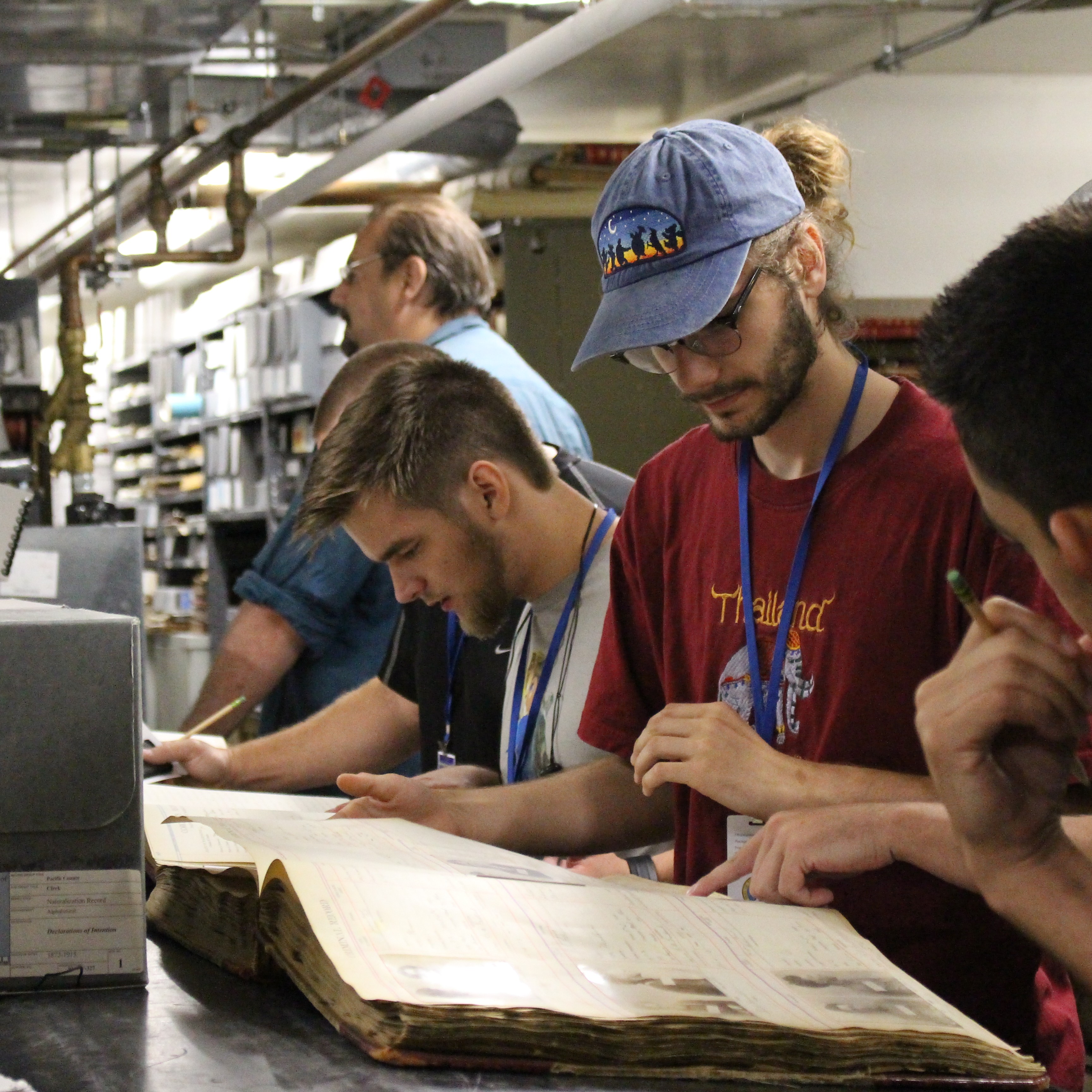 Archives tour looking at old records.